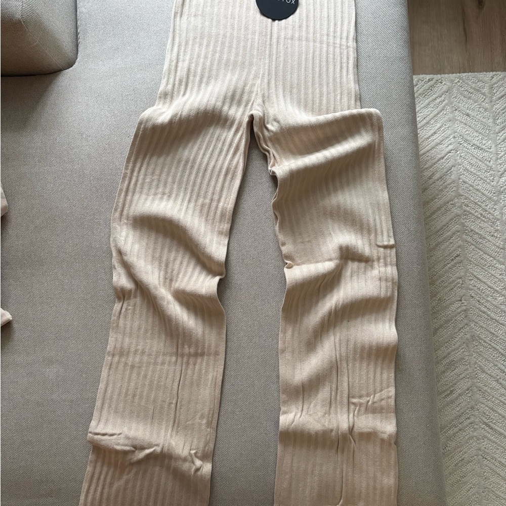White Fox Boutique Cream Ribbed Pants